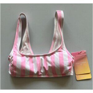 Stoney Clover Women's Pink Stripe Bralette Pullover Swim Bikini Top XXS